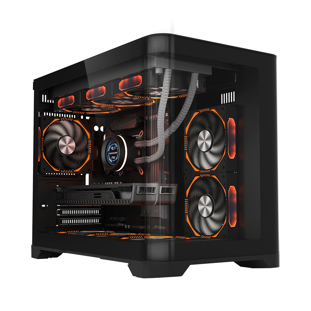 1st player uview 6 black leo 1st Player UV6 Fish Tank 3x Infinity Fans M-ATX Case – BK