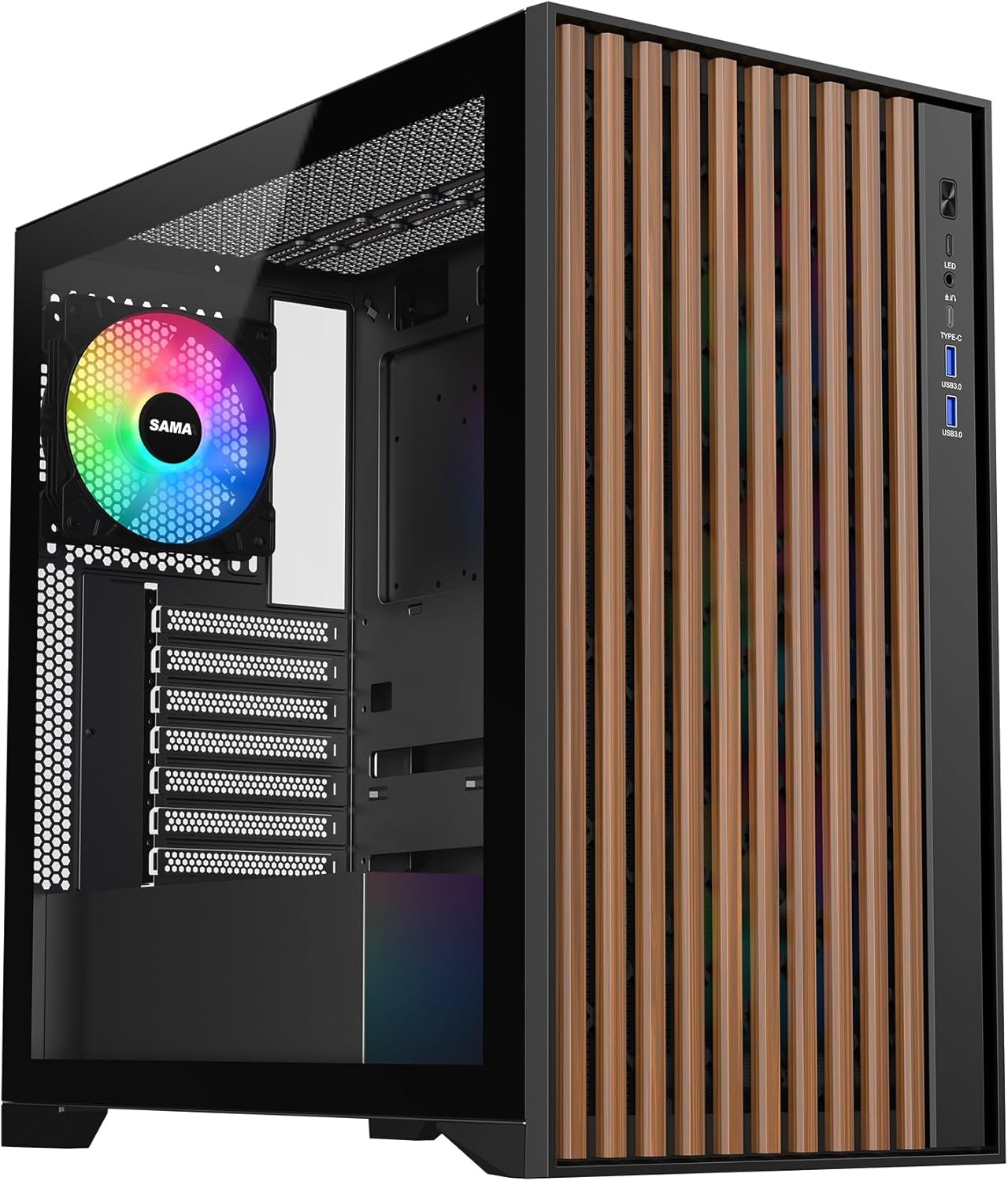 Sama V-Nature ATX PC Case black LEO SAMA V Nature ATX 4x ARGB Fans Mid Tower Case – BK