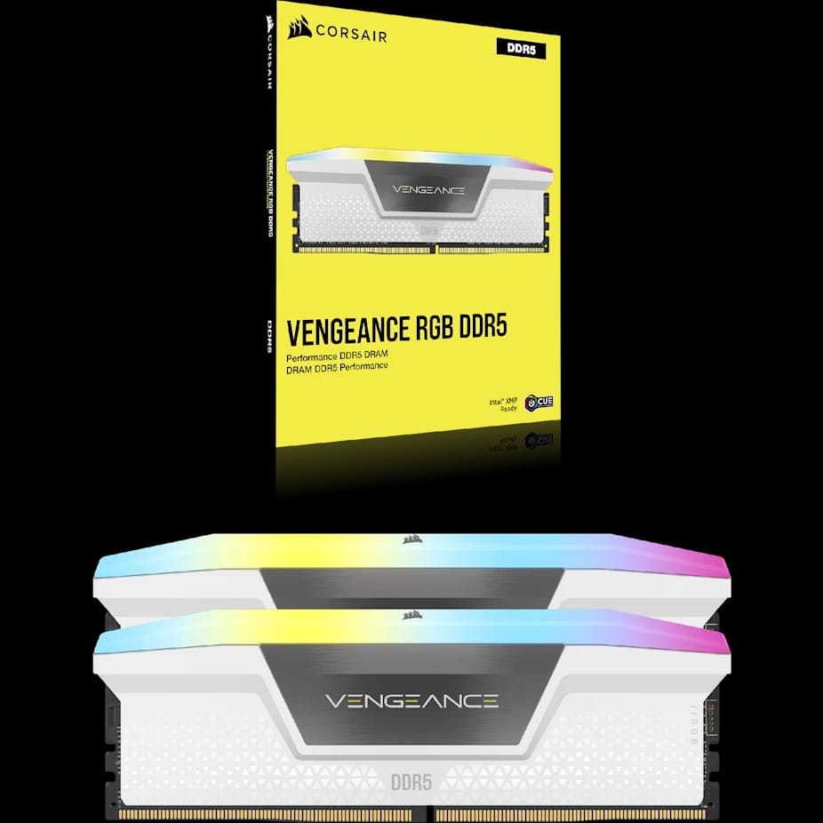 Corsair Vengeance RGB 32GB DDR5 6400Mhz CL36 (16x2) Desktop Memory - White